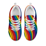 Curved Rainbow Pattern Print White Sneakers