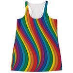 Curved Rainbow Pattern Print Women's Racerback Tank Top