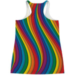 Curved Rainbow Pattern Print Women's Racerback Tank Top