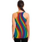 Curved Rainbow Pattern Print Women's Racerback Tank Top