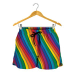Curved Rainbow Pattern Print Women's Shorts