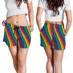 Curved Rainbow Pattern Print Women's Shorts