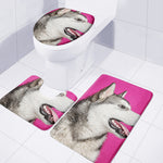 Cute Alaskan Malamute Print 3 Piece Bath Mat Set
