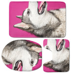 Cute Alaskan Malamute Print 3 Piece Bath Mat Set