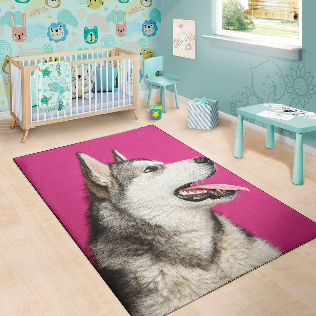 Cute Alaskan Malamute Print Area Rug