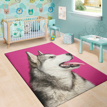 Cute Alaskan Malamute Print Area Rug