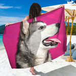 Cute Alaskan Malamute Print Beach Sarong Wrap