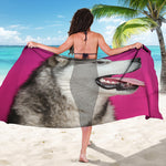 Cute Alaskan Malamute Print Beach Sarong Wrap
