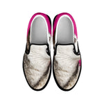 Cute Alaskan Malamute Print Black Slip On Shoes