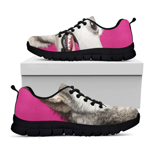 Cute Alaskan Malamute Print Black Sneakers