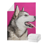Cute Alaskan Malamute Print Blanket