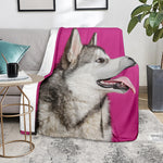Cute Alaskan Malamute Print Blanket