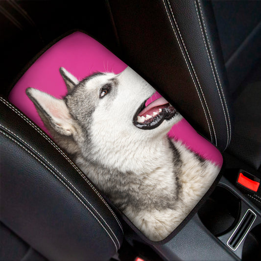 Cute Alaskan Malamute Print Car Center Console Cover