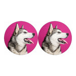 Cute Alaskan Malamute Print Car Coasters