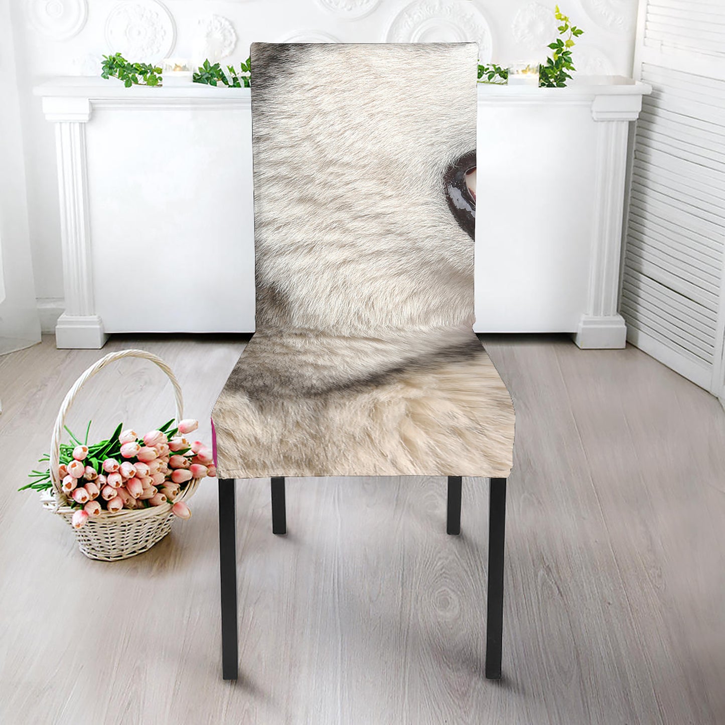 Cute Alaskan Malamute Print Dining Chair Slipcover