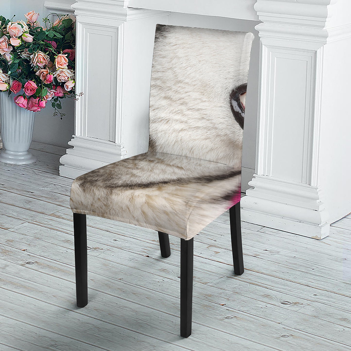 Cute Alaskan Malamute Print Dining Chair Slipcover