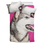 Cute Alaskan Malamute Print Duvet Cover Bedding Set