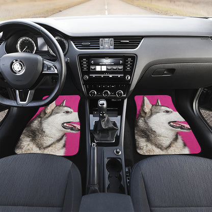 Cute Alaskan Malamute Print Front Car Floor Mats