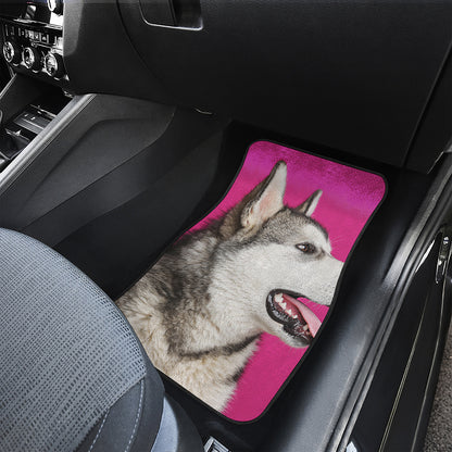 Cute Alaskan Malamute Print Front Car Floor Mats