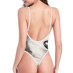 Cute Alaskan Malamute Print High Cut One Piece Swimsuit