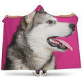 Cute Alaskan Malamute Print Hooded Blanket