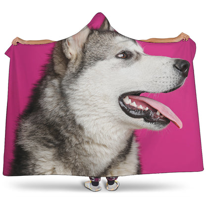Cute Alaskan Malamute Print Hooded Blanket