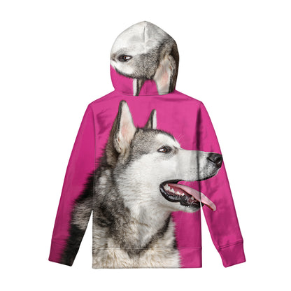 Cute Alaskan Malamute Print Pullover Hoodie