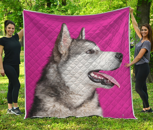 Cute Alaskan Malamute Print Quilt