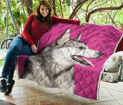 Cute Alaskan Malamute Print Quilt