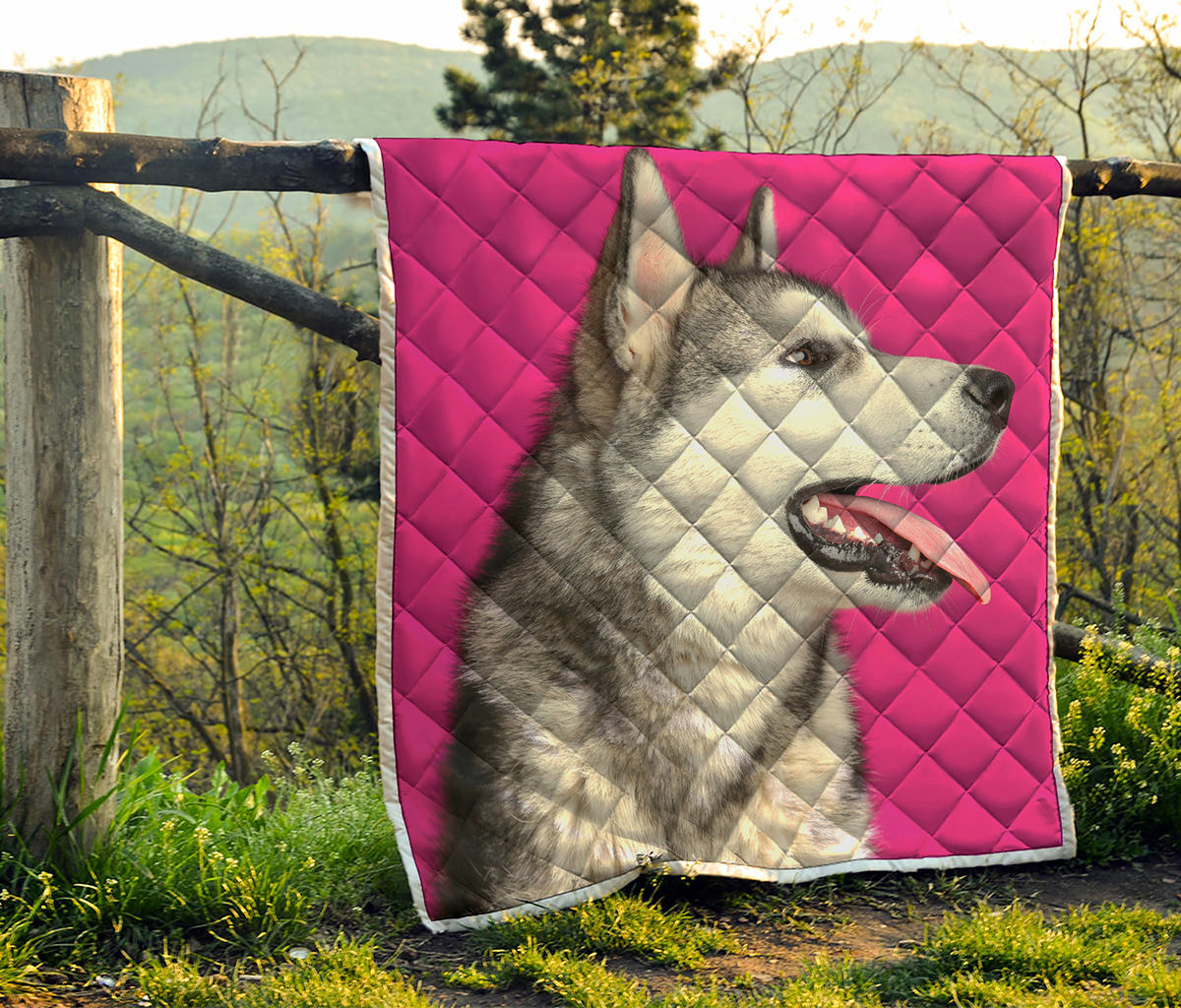 Cute Alaskan Malamute Print Quilt