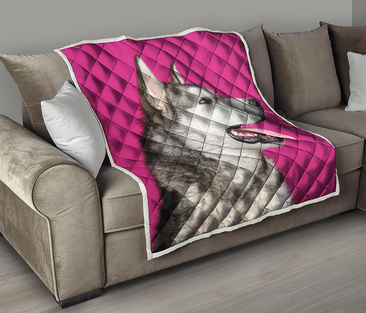Cute Alaskan Malamute Print Quilt