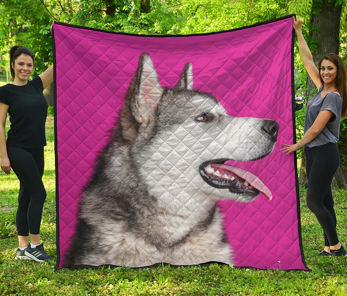 Cute Alaskan Malamute Print Quilt