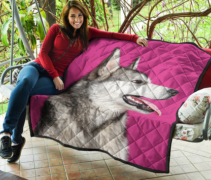 Cute Alaskan Malamute Print Quilt