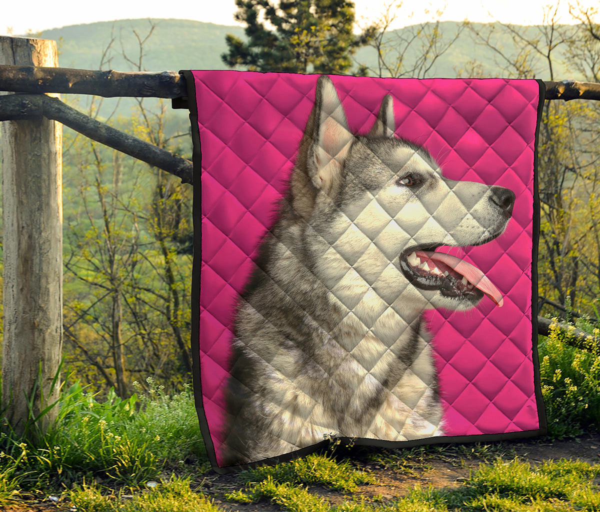 Cute Alaskan Malamute Print Quilt