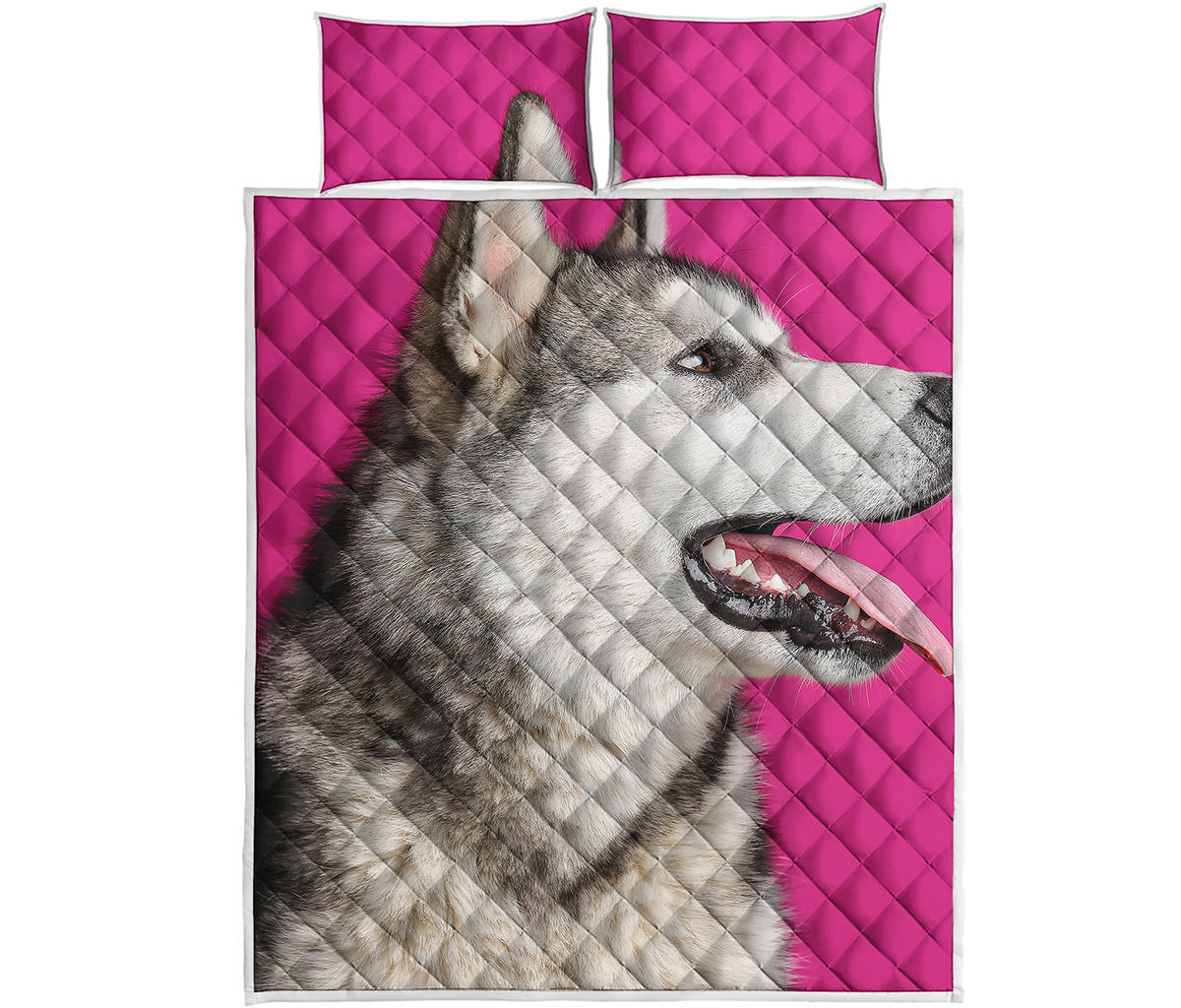 Cute Alaskan Malamute Print Quilt Bed Set