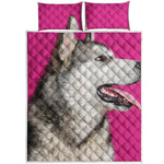 Cute Alaskan Malamute Print Quilt Bed Set