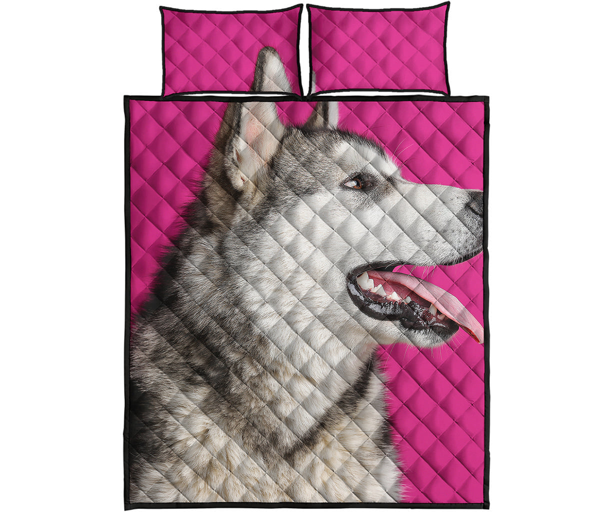 Cute Alaskan Malamute Print Quilt Bed Set