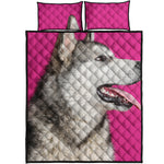 Cute Alaskan Malamute Print Quilt Bed Set