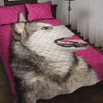 Cute Alaskan Malamute Print Quilt Bed Set