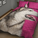 Cute Alaskan Malamute Print Quilt Bed Set