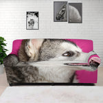 Cute Alaskan Malamute Print Sofa Cover