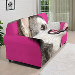 Cute Alaskan Malamute Print Sofa Cover