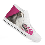 Cute Alaskan Malamute Print White High Top Shoes
