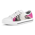Cute Alaskan Malamute Print White Low Top Shoes