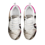 Cute Alaskan Malamute Print White Sneakers