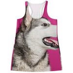 Cute Alaskan Malamute Print Women's Racerback Tank Top
