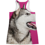 Cute Alaskan Malamute Print Women's Racerback Tank Top