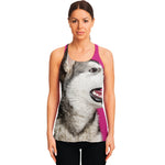 Cute Alaskan Malamute Print Women's Racerback Tank Top