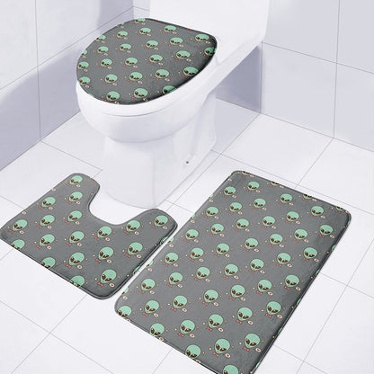 Cute Alien With Bow Tie Print 3 Piece Bath Mat Set