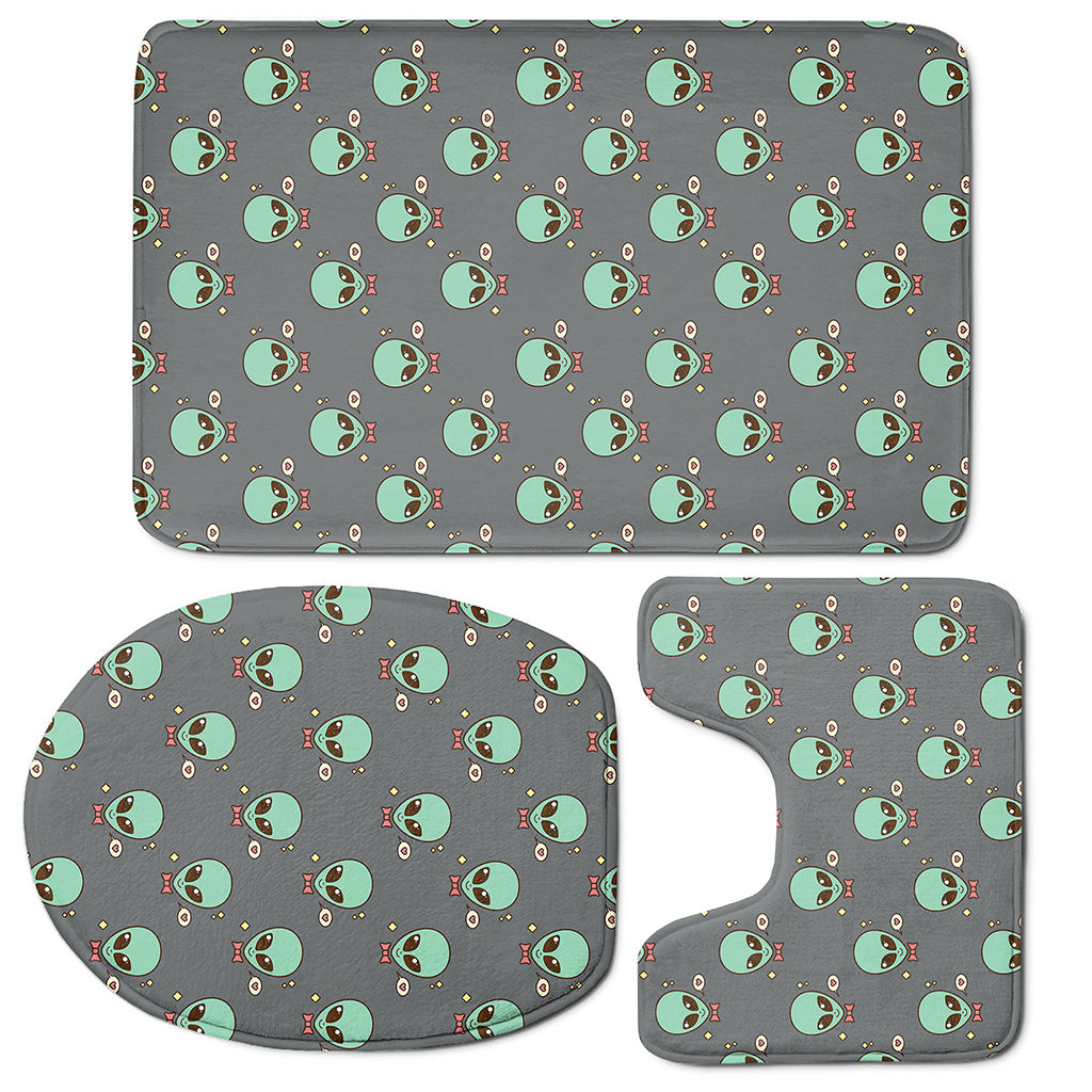 Cute Alien With Bow Tie Print 3 Piece Bath Mat Set